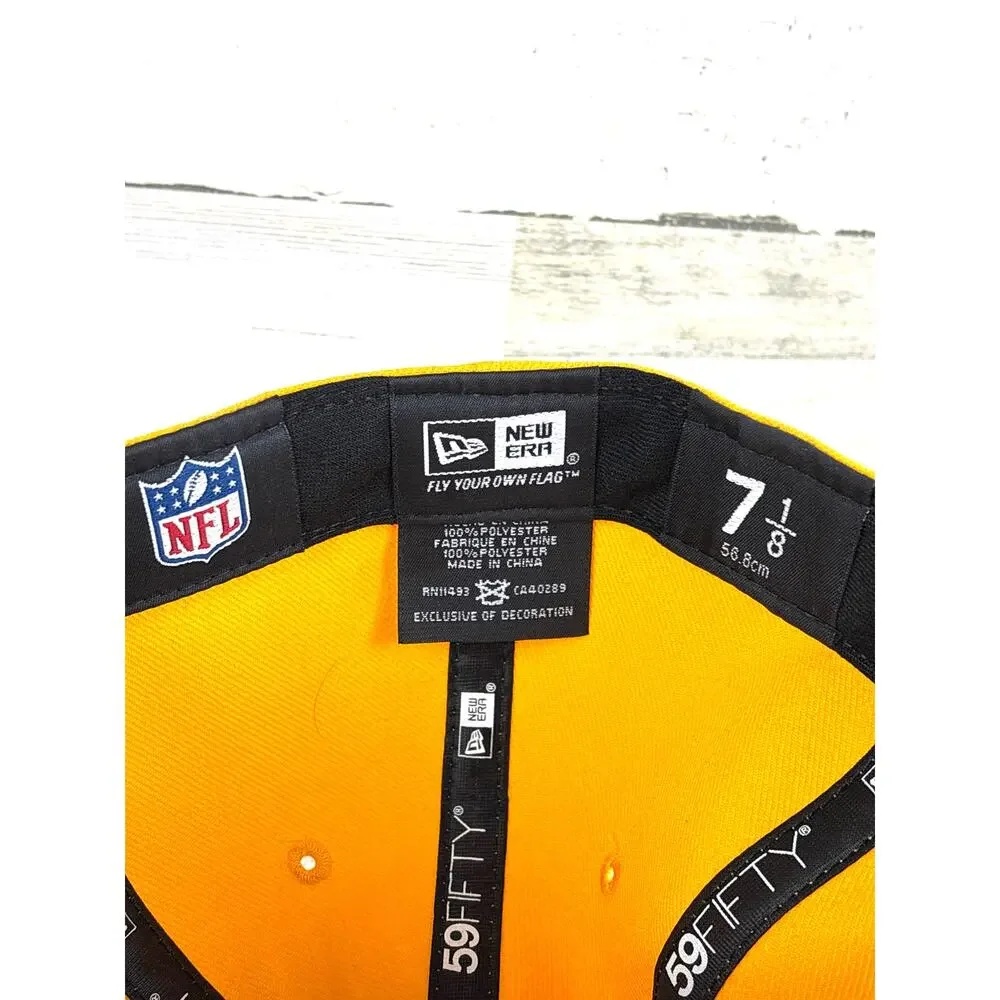 New Era 59Fifty Pittsburgh Steelers Fitted Hat 7 1/8 Yellow NFL Football Cap NEW